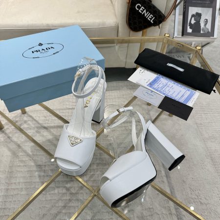 Prada Buckle Square-Heel Sandals - Image 9