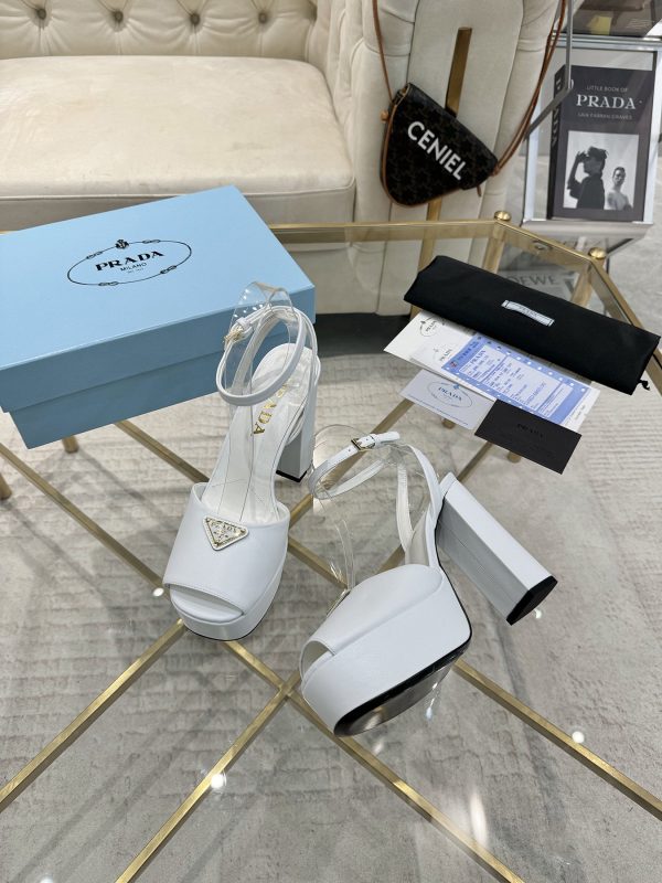 Prada Buckle Square-Heel Sandals