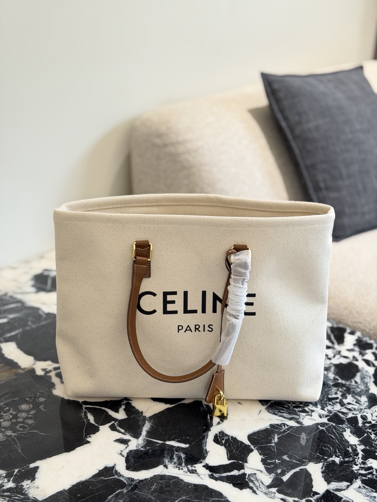 Celine Denim Canvas Tote Bag - Image 3