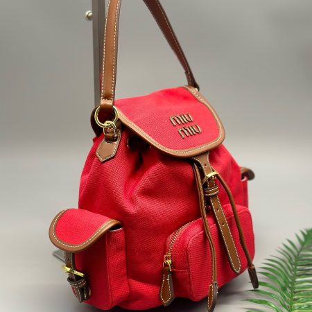 Miu Miu Canvas and Leather Backpack - Image 2