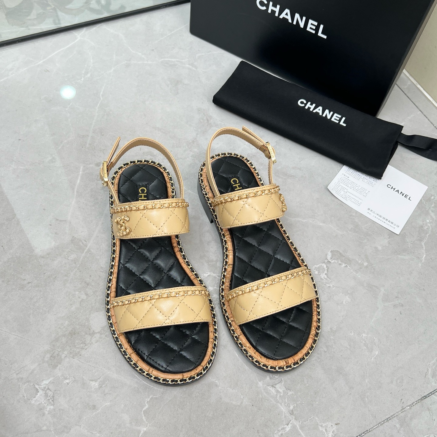 CHNEL* Women's Double Strap Chain Sandals - Image 3