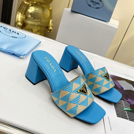 Prada Fabric Chunky Heels Sandals Slide - Image 5