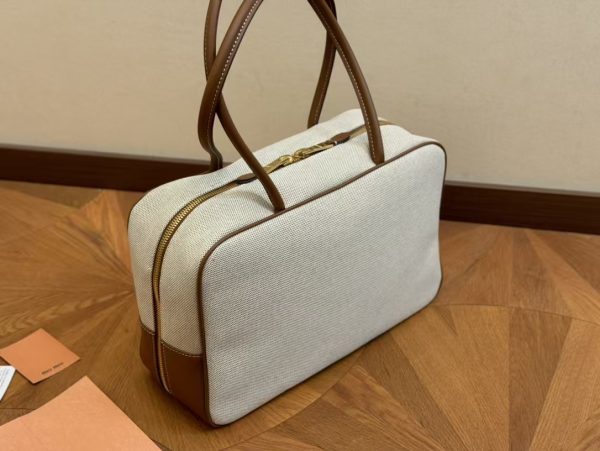 Miu Miu Beau Canvas and Leather Top Handle Bag