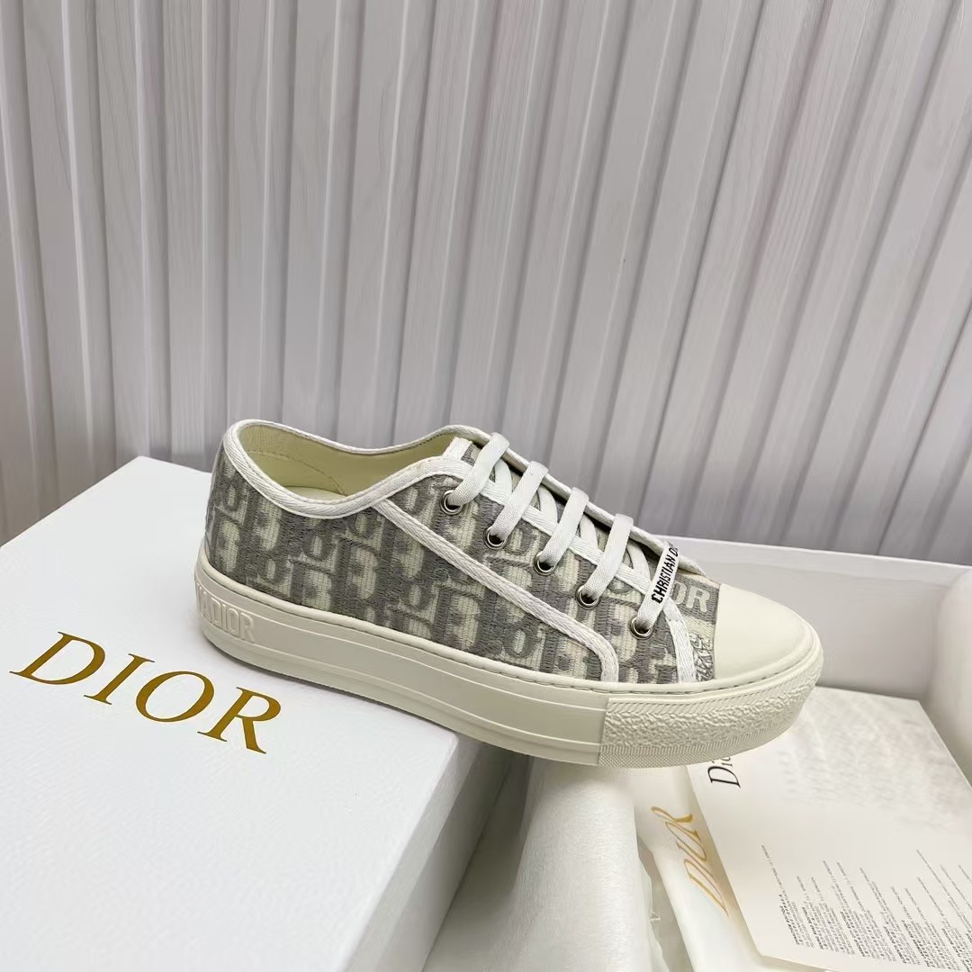 Dior Walk'n'Dior Sneaker Stone Gray Oblique Embroidered Cotton - Image 8