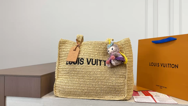 LV Straw Basket Tote Bag