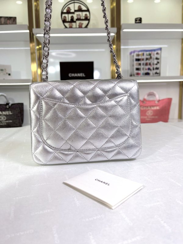 Chanel Quilted Silver Flap Bag