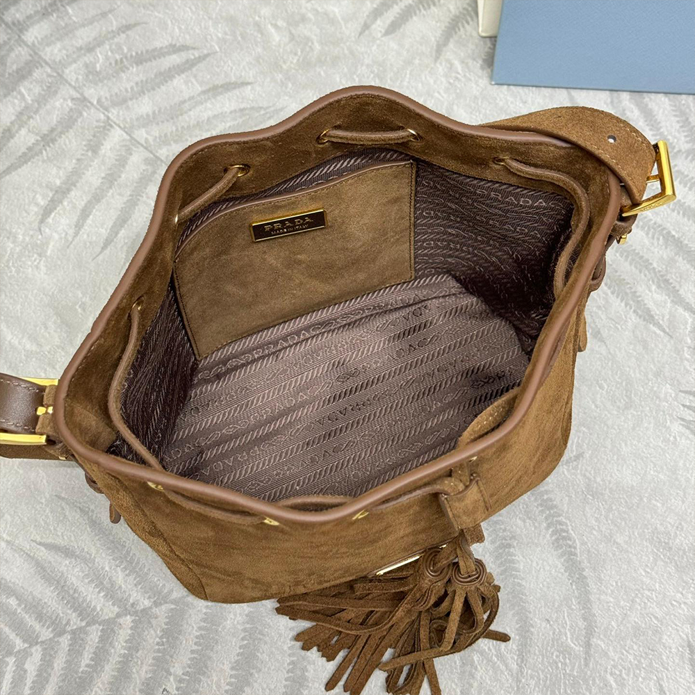 Prada Suede Bucket Bag 10A quality 1BE079 - Image 8
