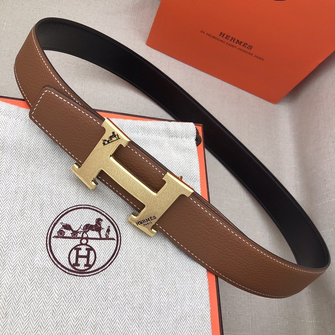 Hermes H Belt Buckle & Reversible Brown For Women, Women Belt 380MM - Image 1