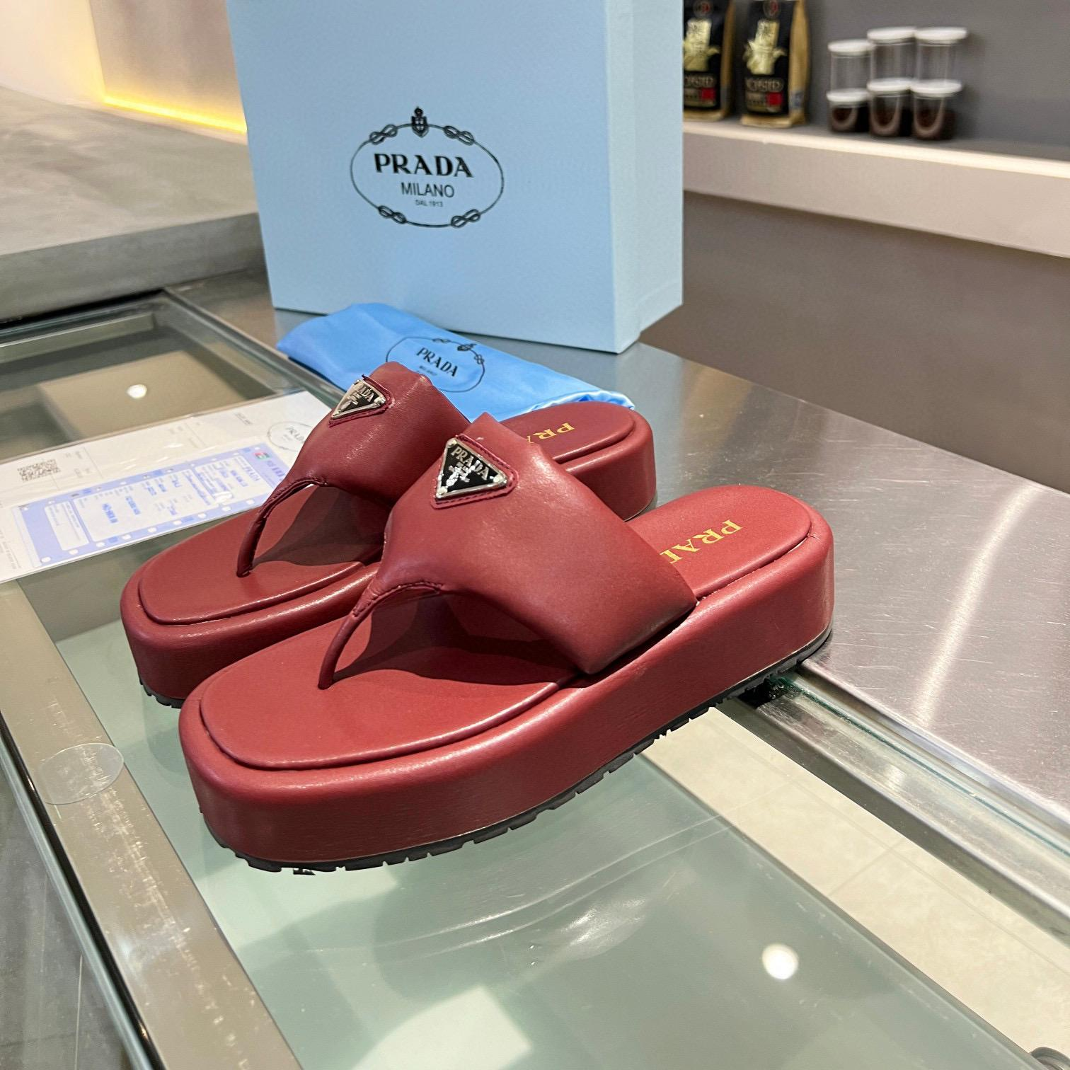 Prada Soft-Soled Leather Flip-Flops Slide Sandal - Image 6