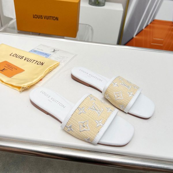 LV Fabric Flat Flip-flops Slide Sandal