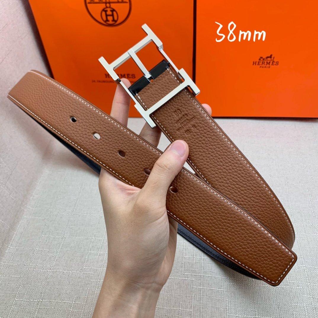 Hermes H Belt Buckle & Reversible Brown For Women, Women Belt 380MM - Image 8