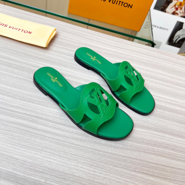 LV Lsola Leather Flat Aandals Slide Sandal