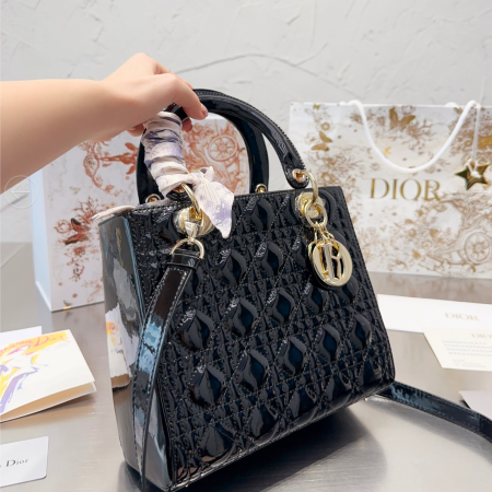 Dior Medium Lady Bag - Lacquered Calfskin - Image 3