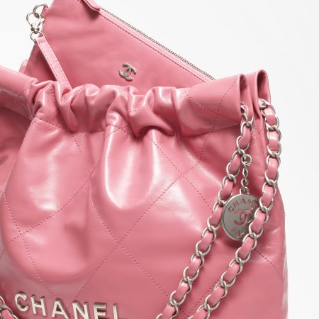 CHANEL 22 SMALL HANDBAG Calfskin & Silver Metal Pink - Image 3