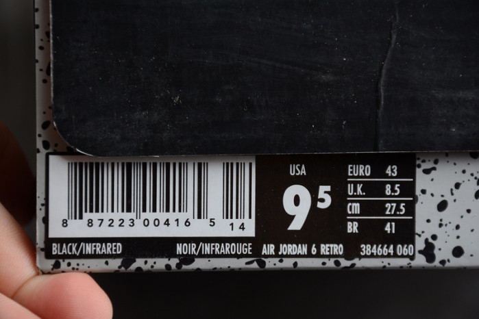 Air Jordan 6 Retro Black Infrared 384664-060 - Image 8