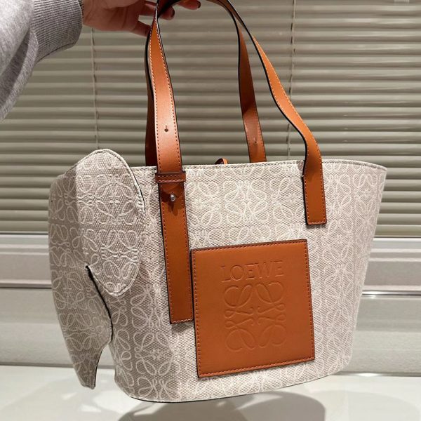Loewe Basket Anagram Jacquard Fabric Patchwork Cowhide