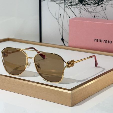MIU MIU  Slim Metal Logo Mirror Legs Sunglasses Top quality - Image 4