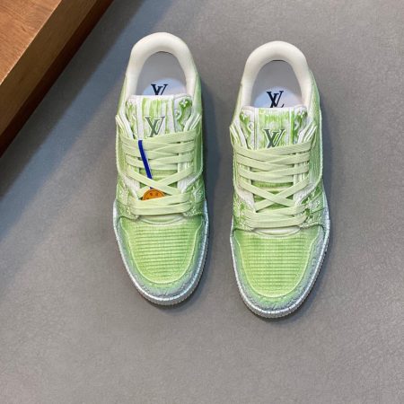 LV Trainer Croc-Embossed Denim Sneaker - Image 9