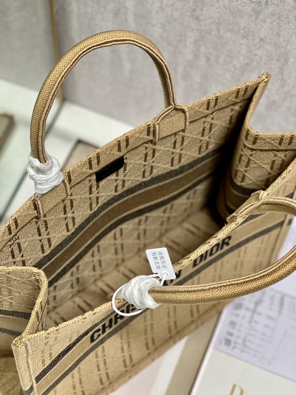 Dior Book Tote Large Natural Cannage Raffia