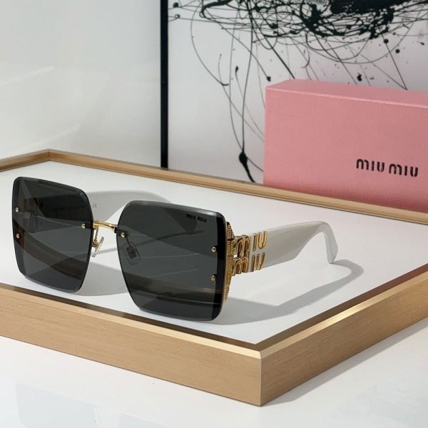 MIU MIU Mirror leg Logo Decoration Sunglasses Top quality