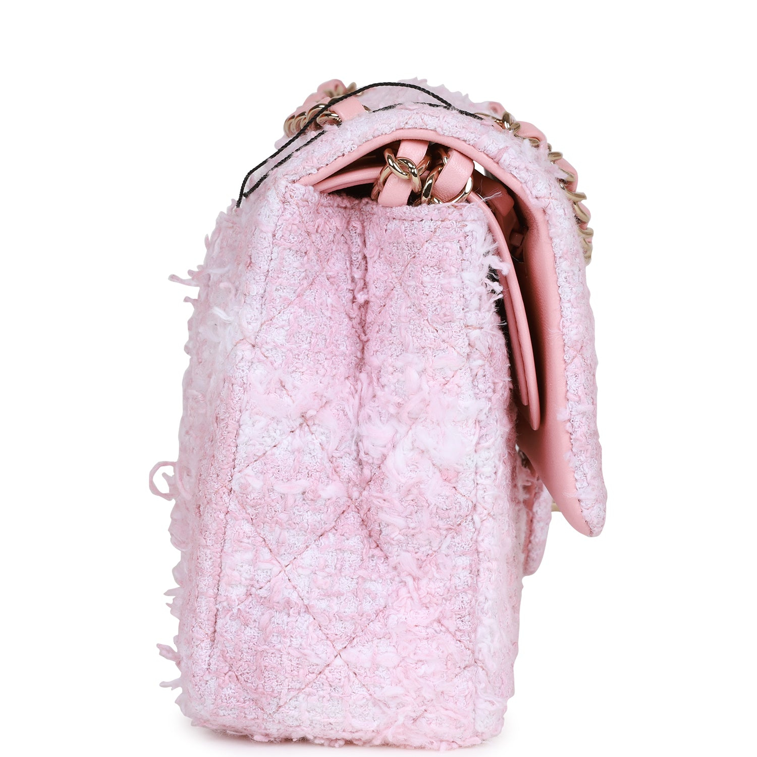 Chanel Classic Flag Bag Medium Classic Double Flap Bag Rose Sakura Tweed Light Gold Hardware - Image 3