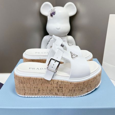 Prada  Leather Platform sandals Slide - Image 2