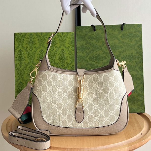 Gucci Jackie 1961 Canvas & Leather Shoulder Bags