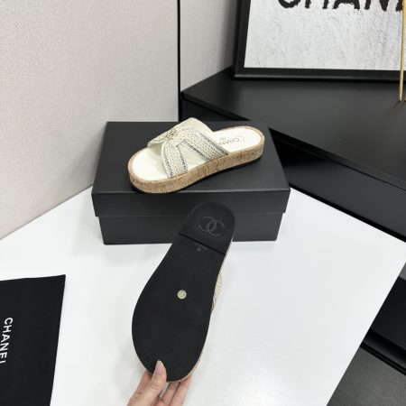Chanel Raffia CC Platform Sandals - Image 7