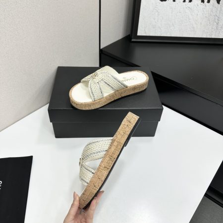 Chanel Raffia CC Platform Sandals - Image 6