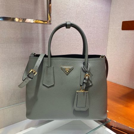Prada Saffiano LeatherDouble Handle Medium Tote Bag - Image 5