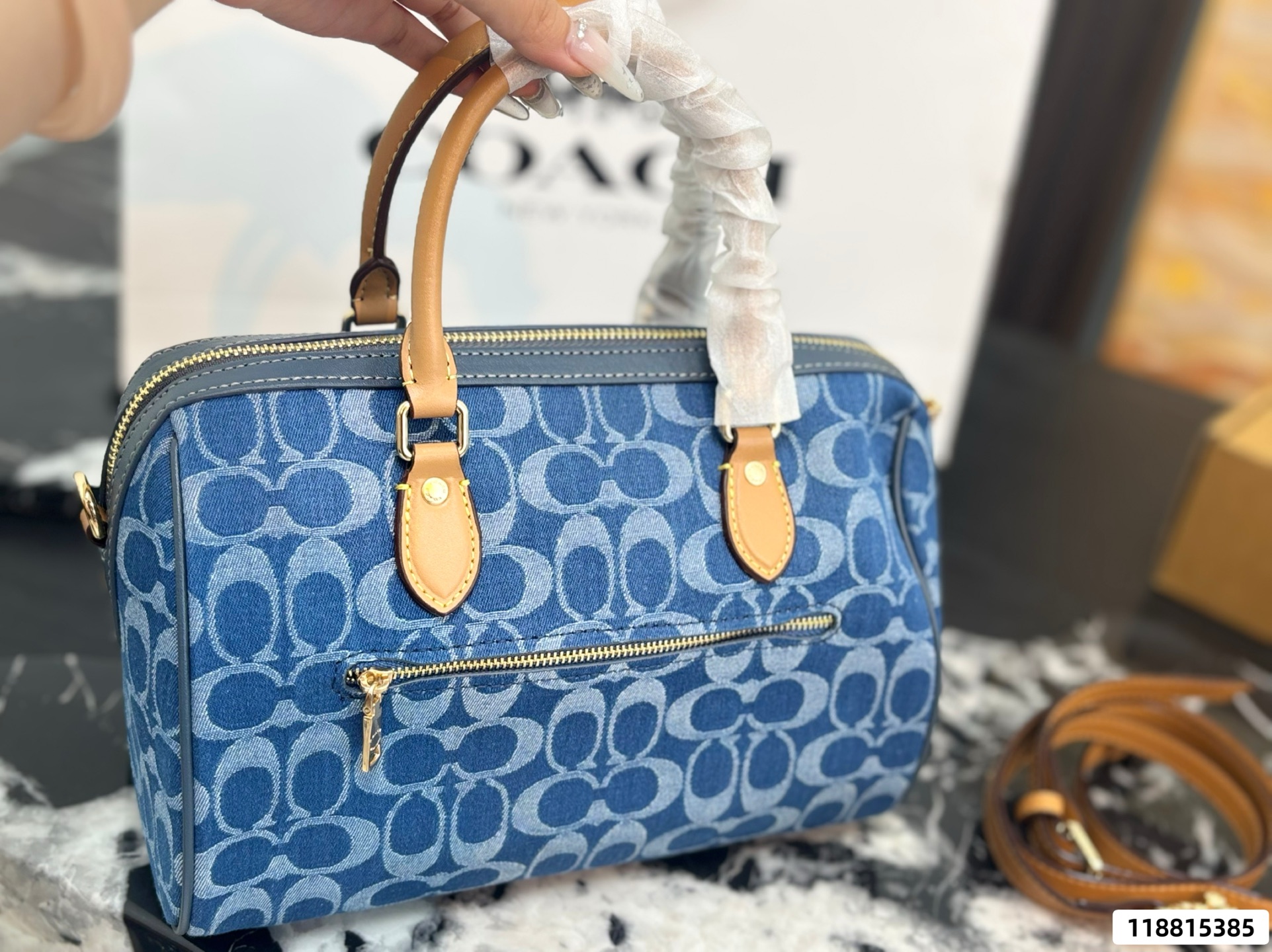Coach Denim Mini Boston Bag - Image 7