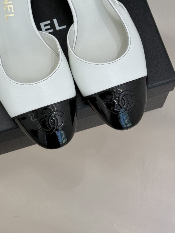Chanel Black and White Slingback Heels