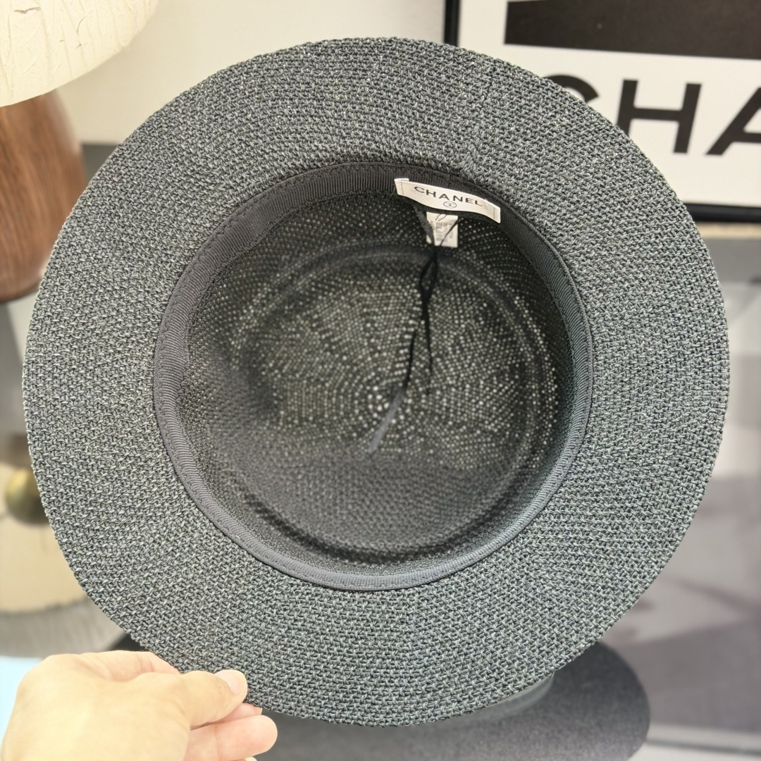 Chanel Flat-Brimmed Straw Hat - Image 9