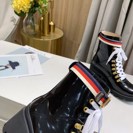 Gucci Sylvie Web Accent Combat Boots - Image 6