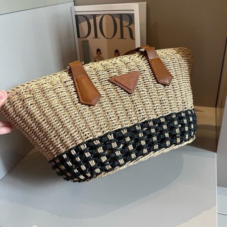 Prada Woven Straw Basket Tote Bag - Image 2