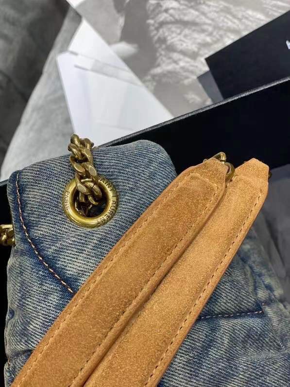 YSL Loulou Puffer Denim Leather Bag