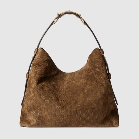 Gucci Beatrix Large Tote Bag in Brown Suede - Image 2
