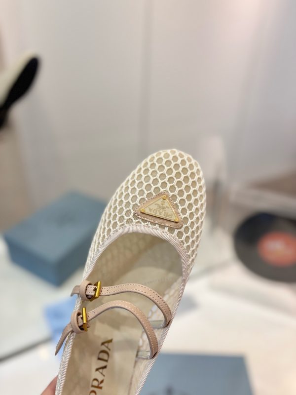 Prada Macramé mesh Mary Jane flats