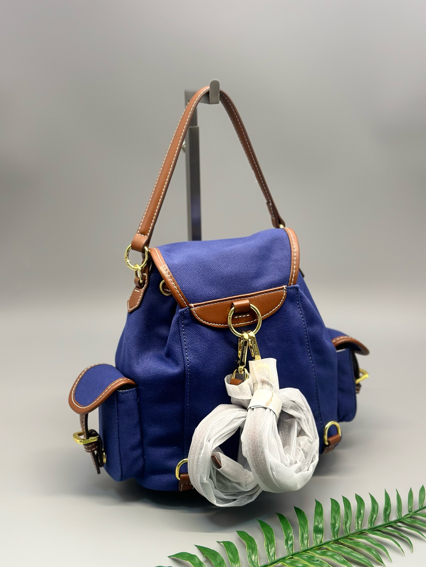 Miu Miu Canvas and Leather Backpack - Image 10