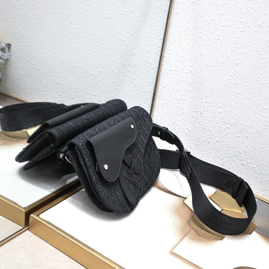 Dior Shoulder Body Bag Oblique Saddle Messenger Pouch Black - Image 2
