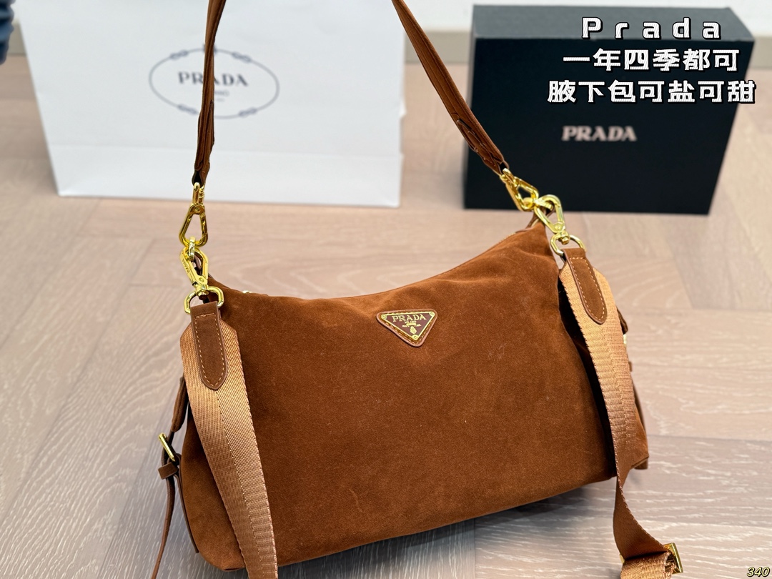 Prada Suede Shoulder Bag - Image 3