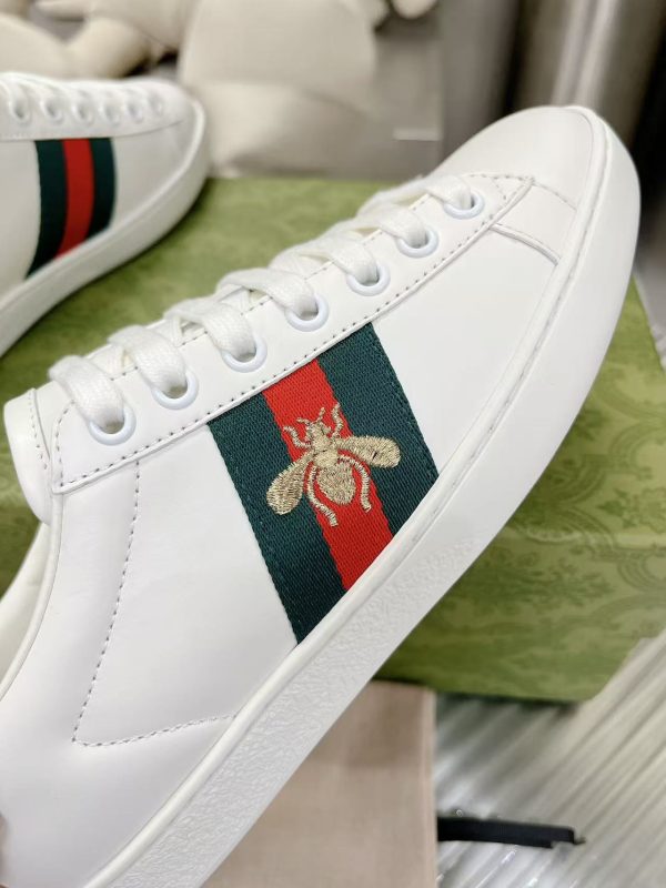 Gucci Ace Sneaker White Leather With Bee