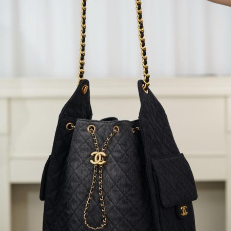 Chanel 25P Hobo Medium Handbag Denim & Gold-Tone Metal Top Quality - Image 9