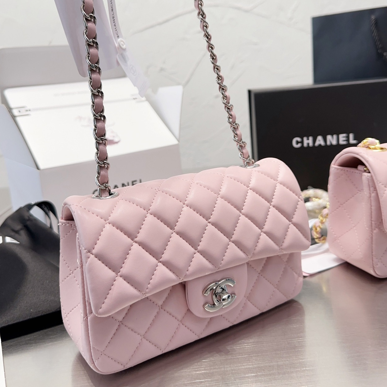 Chanel Classic Pink Flag Bag Small 20cm - Image 6