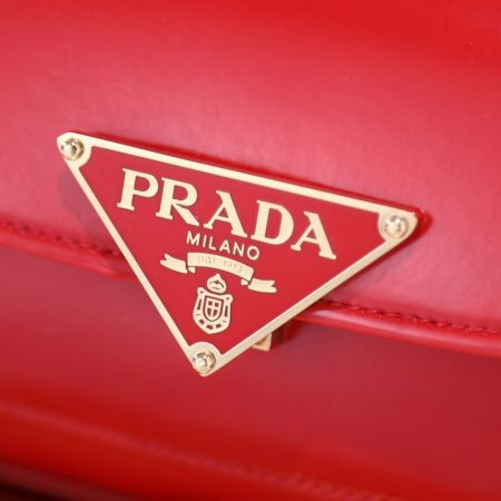 Prada Vernice Triangle Logo Flap Adjustable Strap Shoulder Bag Cherry - Image 8