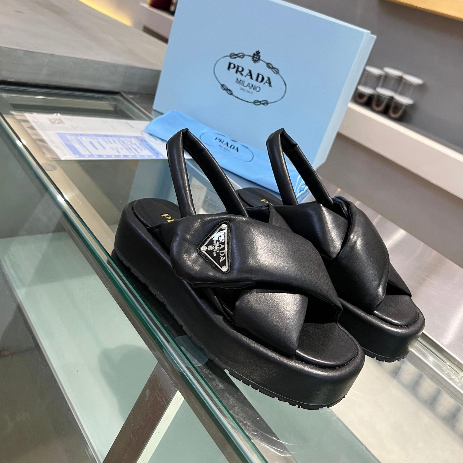Prada Leather Peep-toe Beach Sandals Slide - Image 4