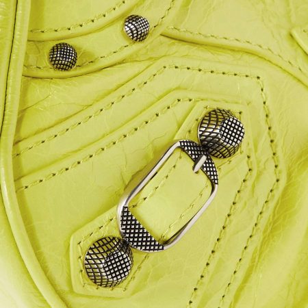 BALENCIAGA Le Cagole XS studded crinkled-leather shoulder bag yellow - Image 4