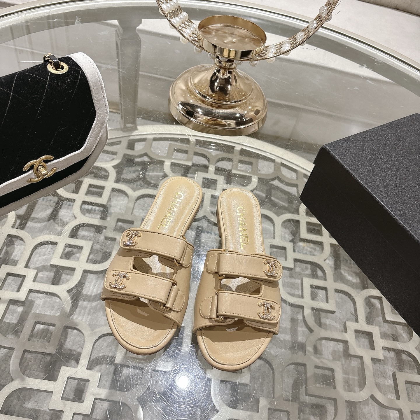 CHANEL CC Spring Flat Sandals - Image 4