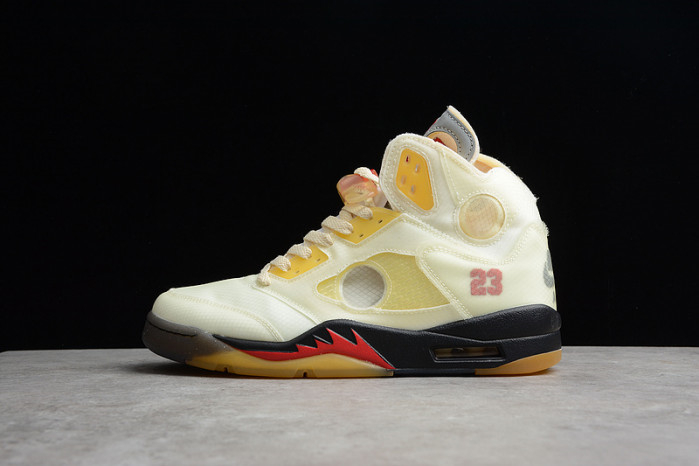 Off-White Air Jordan 5 Sail Fire Red DH8565-100 - Image 3