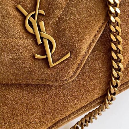 Saint Laurent YSL LOULOU small in MATELASSé suede in Brown - Image 5